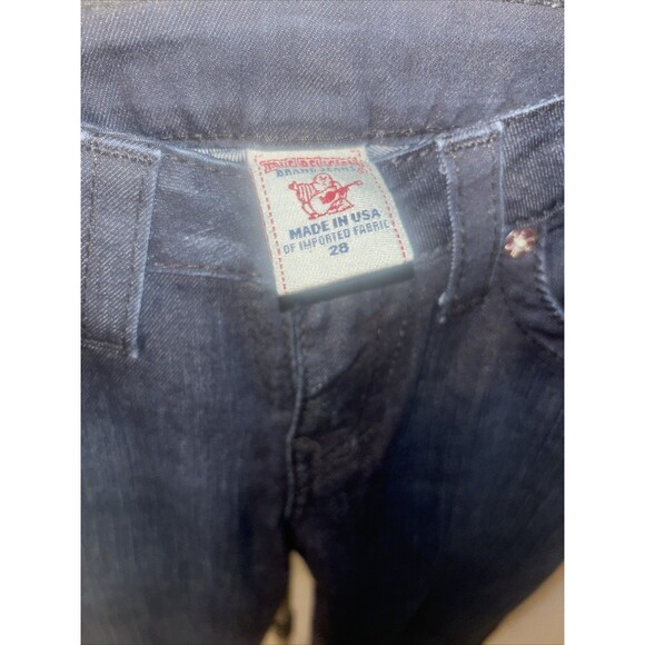 True Religion Women's Jeans Size 28 Blue Dark Wash Stretch Bootcut, Low Rise - Picture 3 of 4